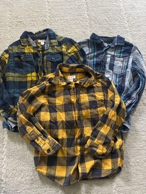 Lot of 3 Cat & Jack size small Plaid Button-Down Shirts